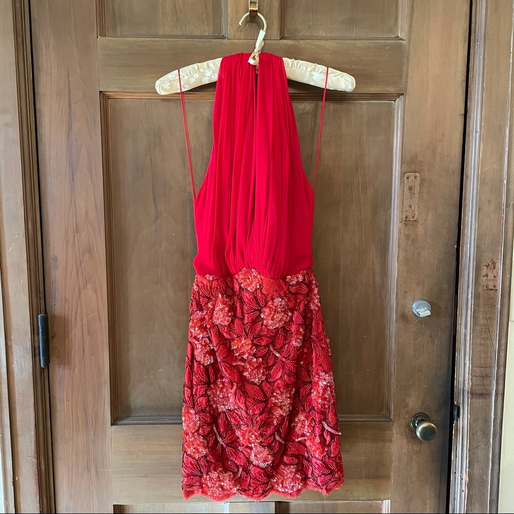 Vintage Red chiffon and beaded cocktail dress